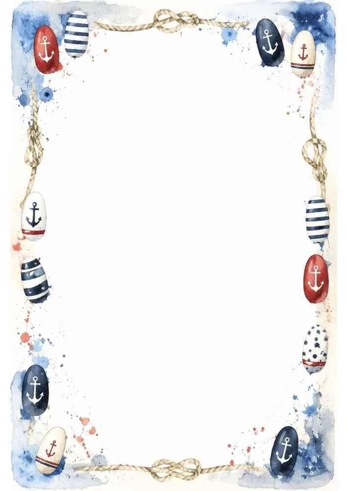 Nautical rope border with anchor themed nail art designs.