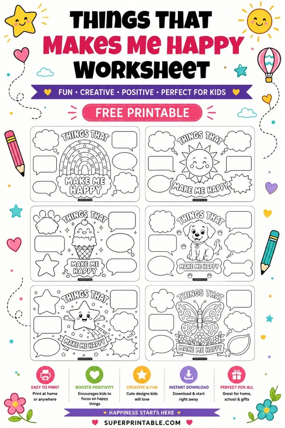 Things That Makes Me Happy Worksheet Pinterest Image