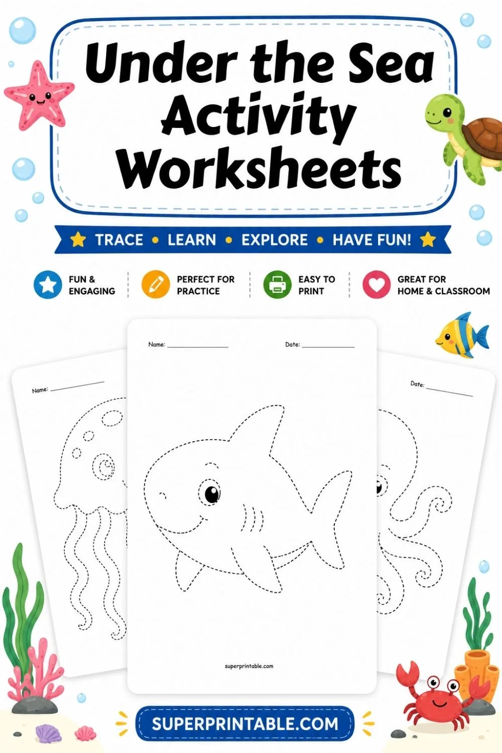 Under the Sea Activity Worksheets Pinterest Image