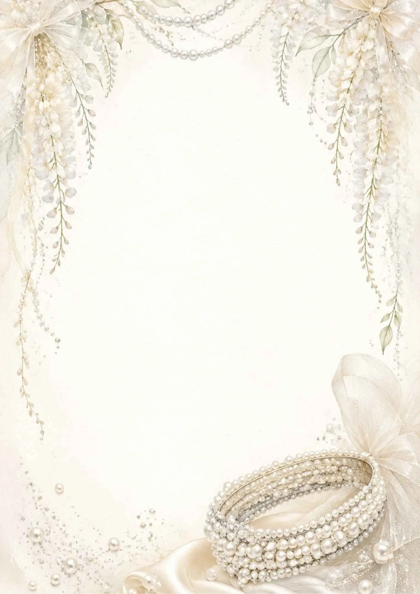 A sparkly writing page showing a silver hair comb studded with clear crystals on a silk ribbon with flowers.