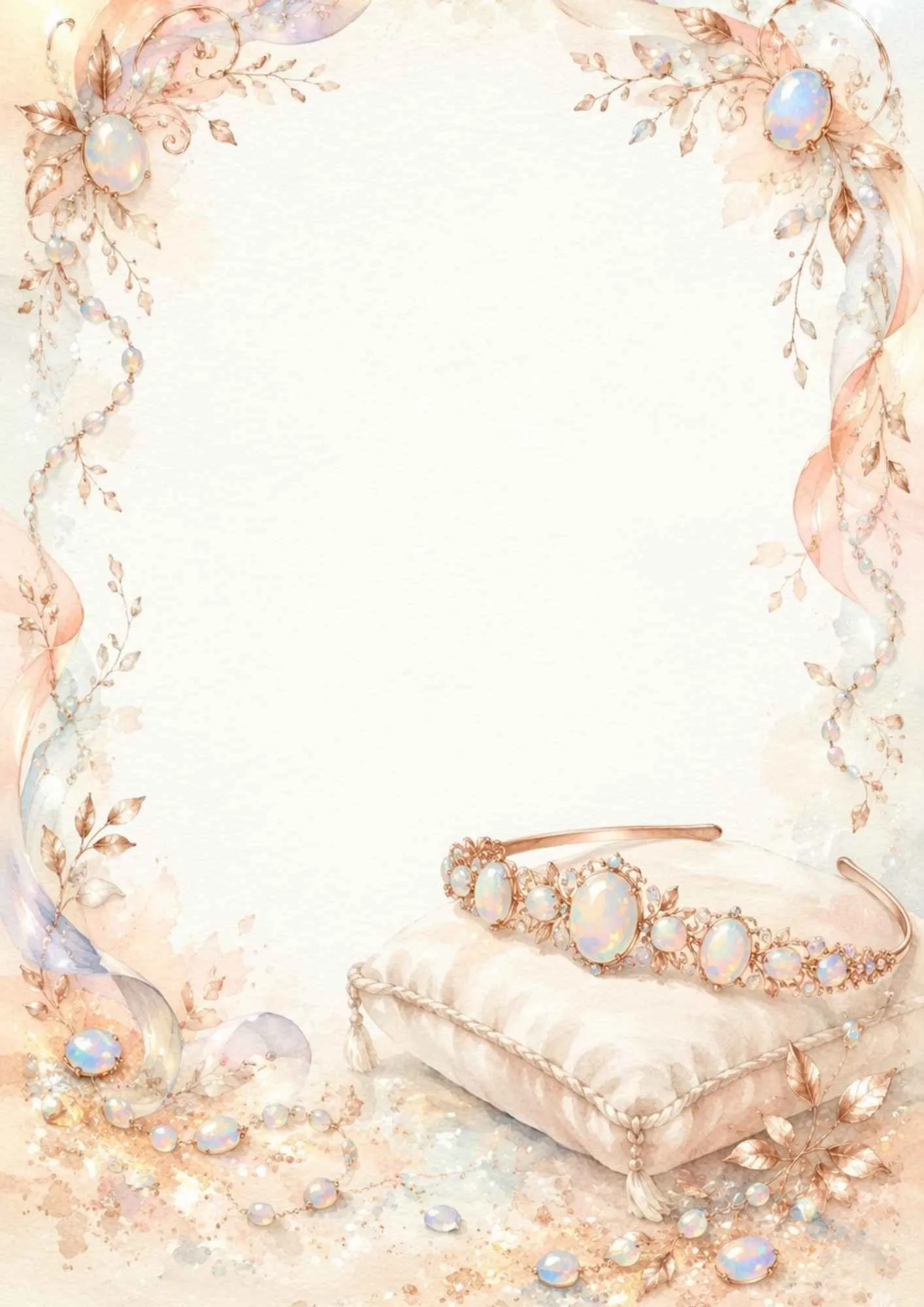 A heritage writing page featuring a gold leaf laurel wreath crown on green tartan plaid cloth with ferns.