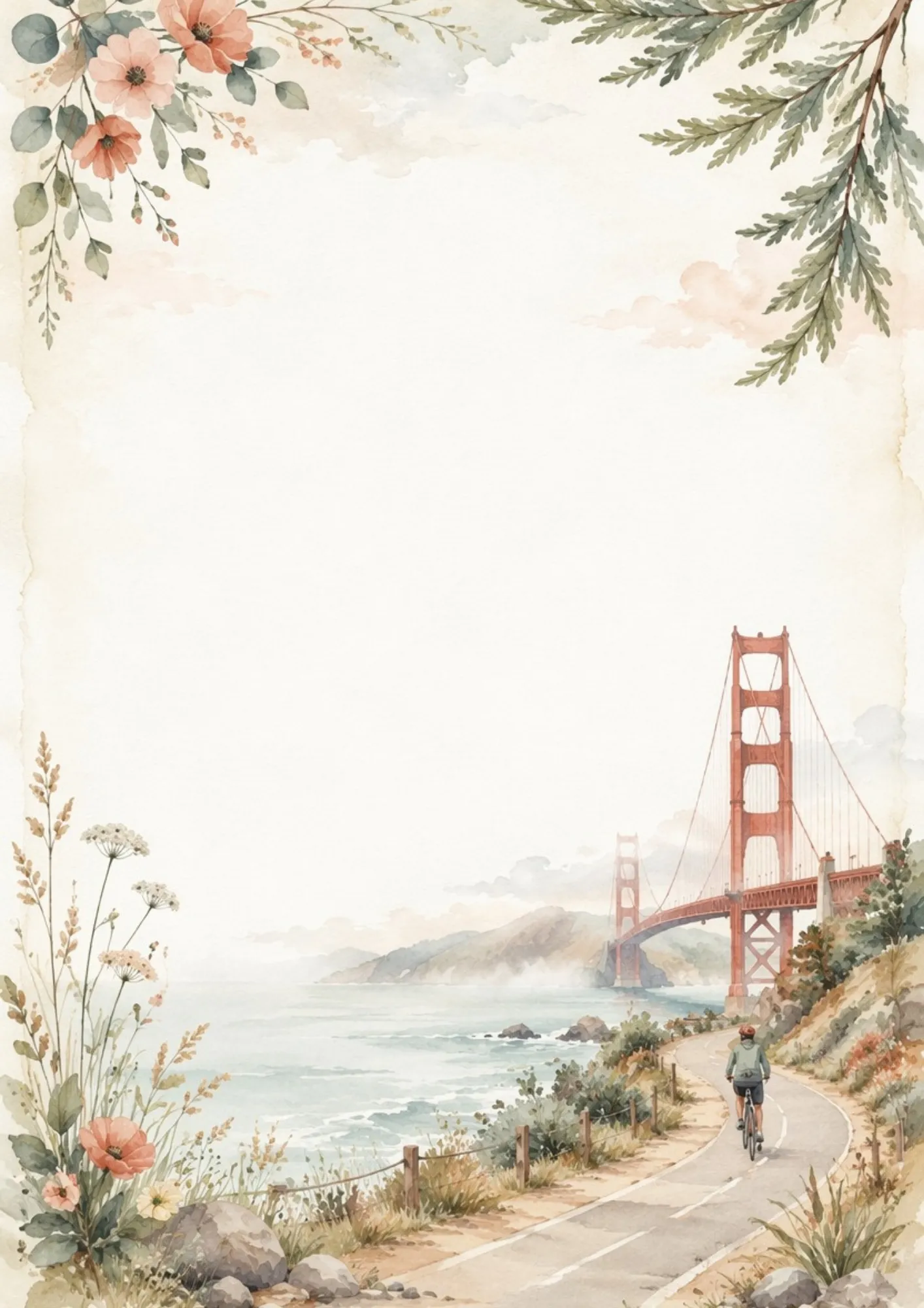 A botanical writing page showing the Conservatory of Flowers in Golden Gate Park with flowers and green palms.