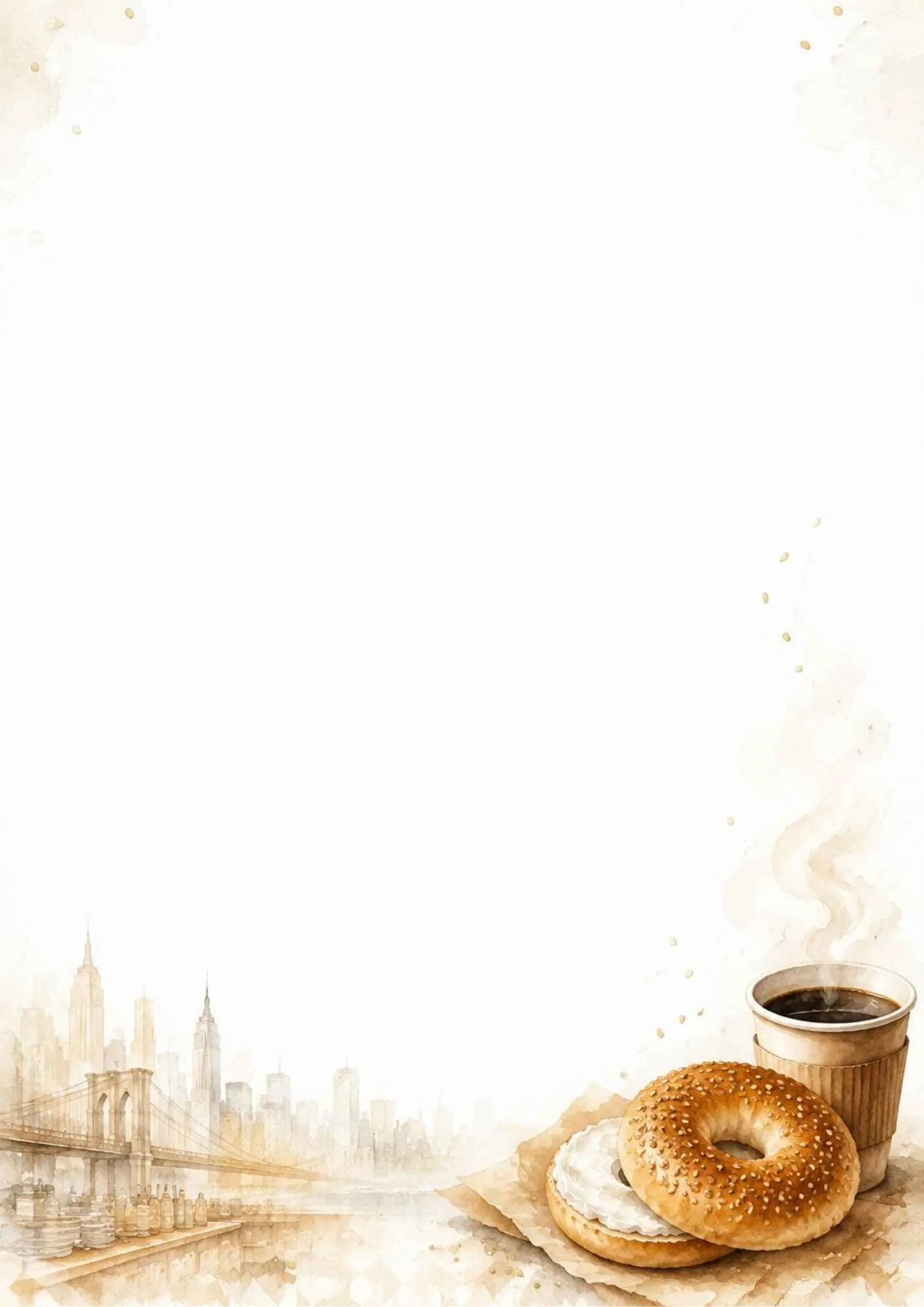 A repeating pattern of street vendor pretzels and takeaway coffee cups on a light background.