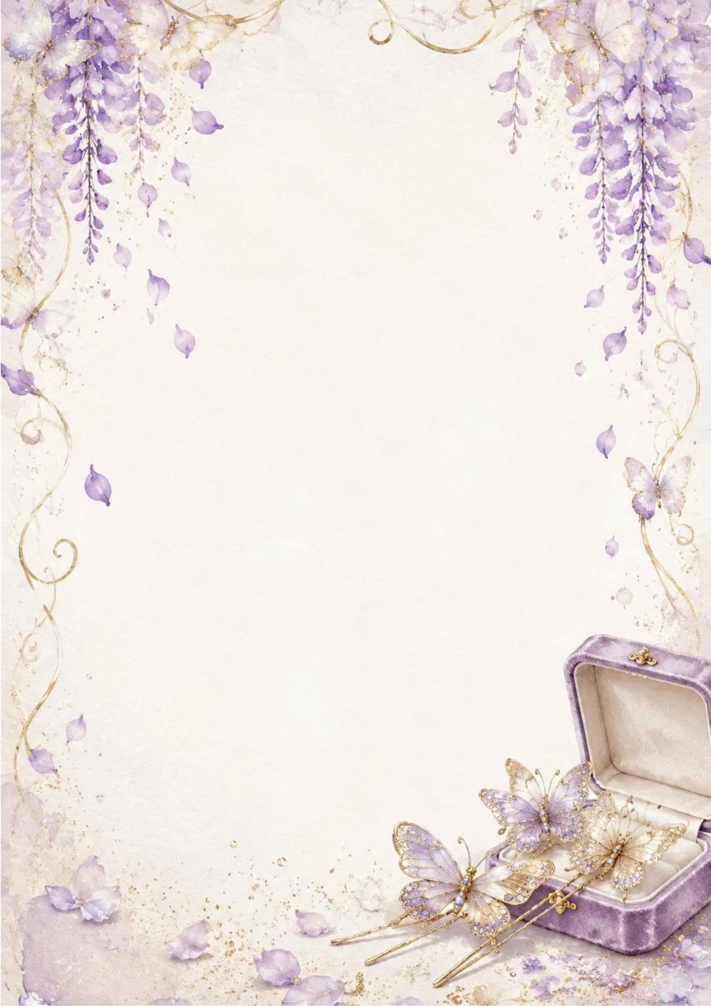 A soft pink writing page featuring a delicate rose gold tiara with pink crystals, bordered by pink rosebuds.