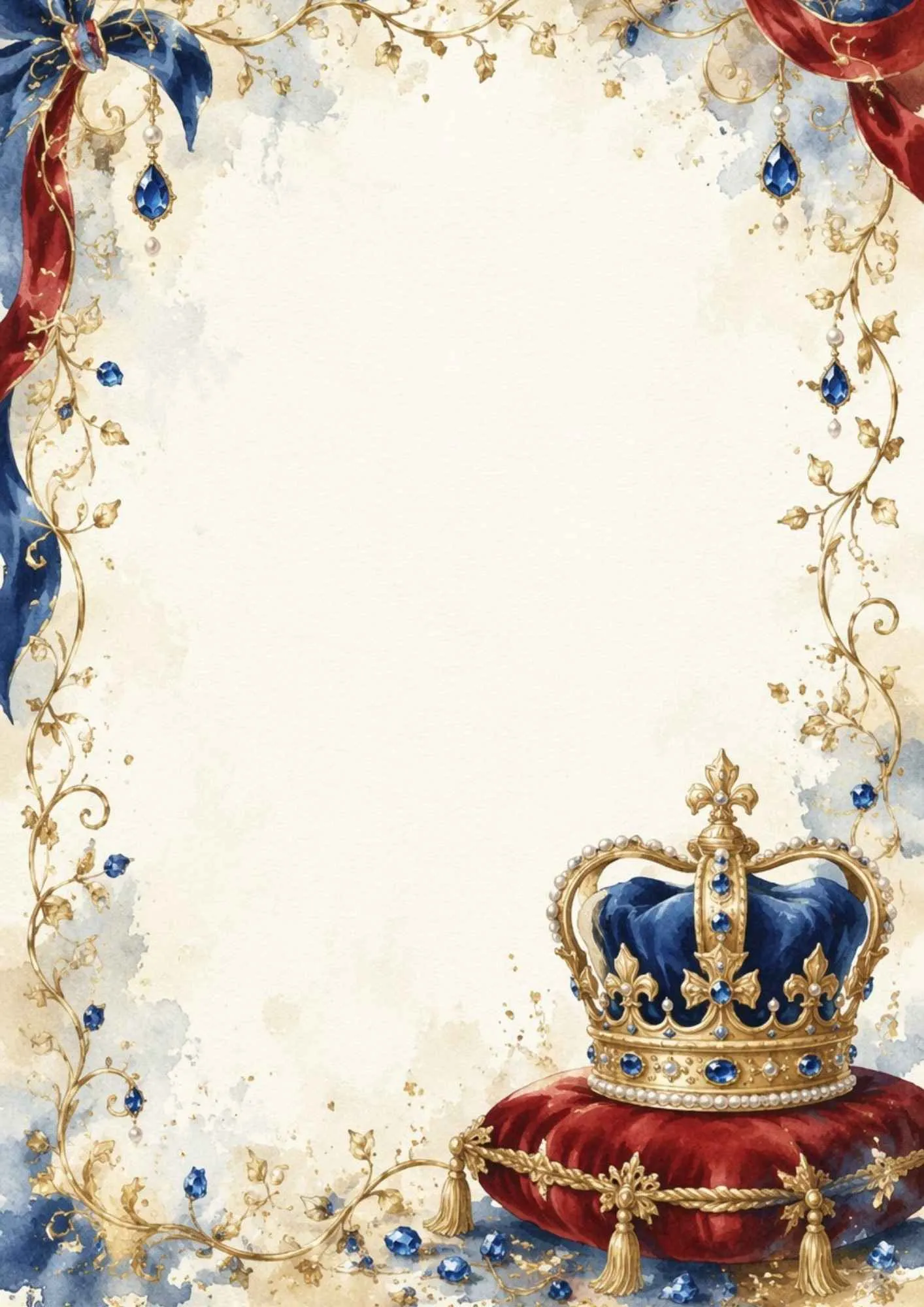 An elegant writing page featuring a silver crown decorated with glowing white pearls on a white lace background.