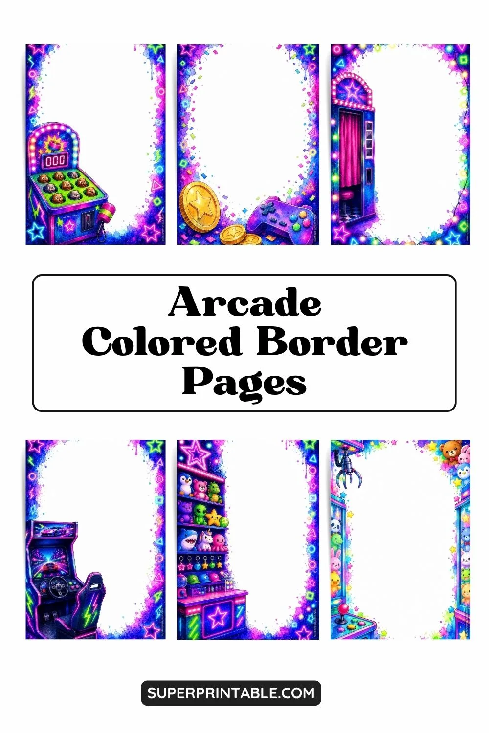 10+ Arcade Colored Border Pages Pinterest Image