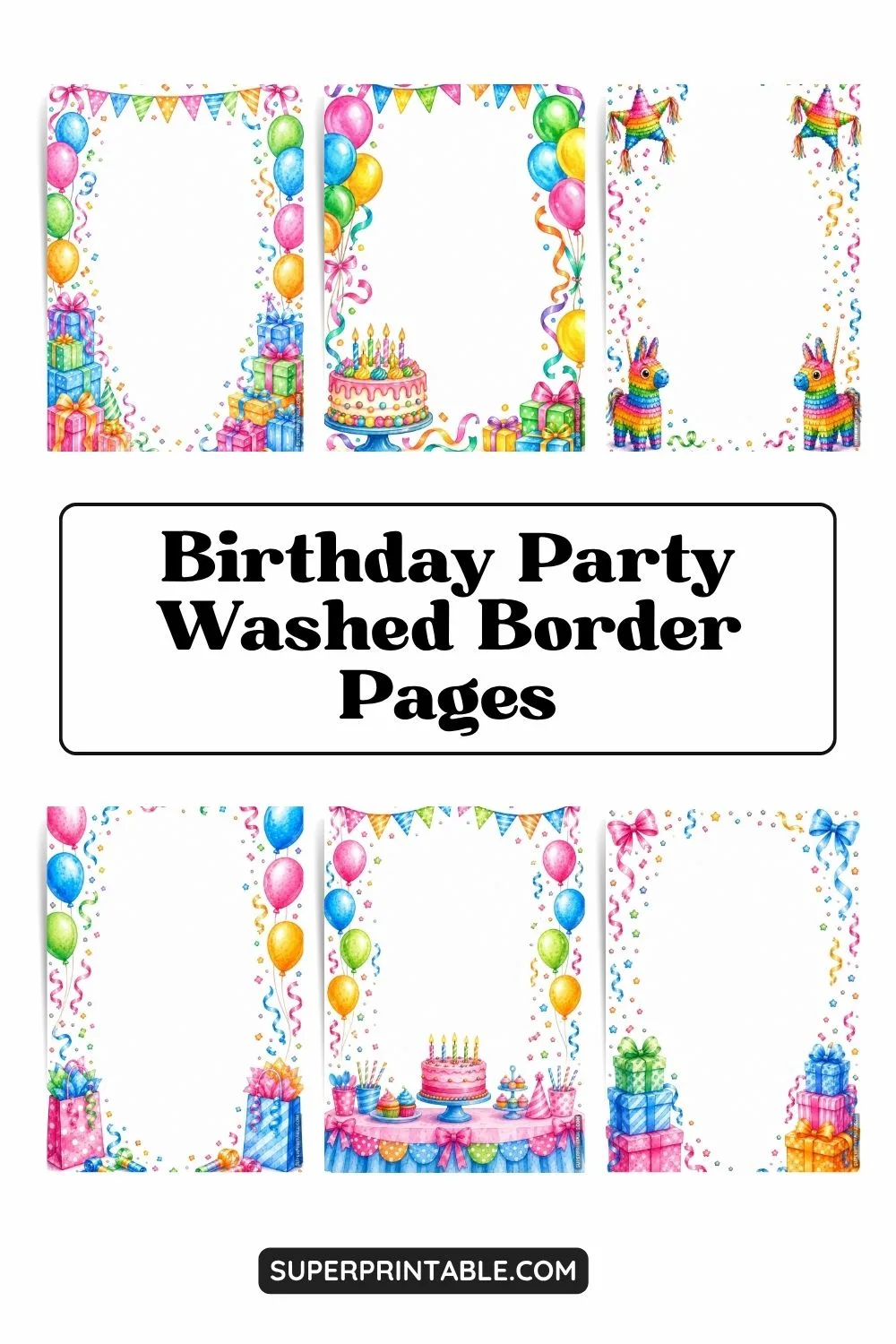 10+ Birthday Party Washed Border Pages Pinterest Image