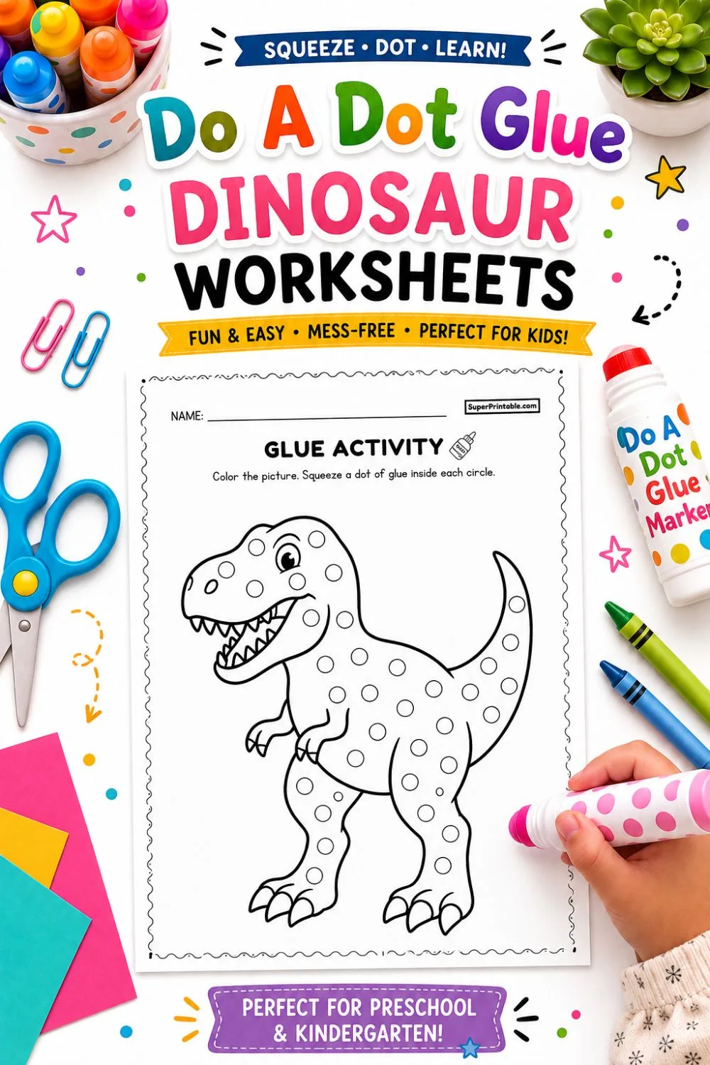 10+ Do A Dot Glue Dinosaur Worksheets Pinterest Image