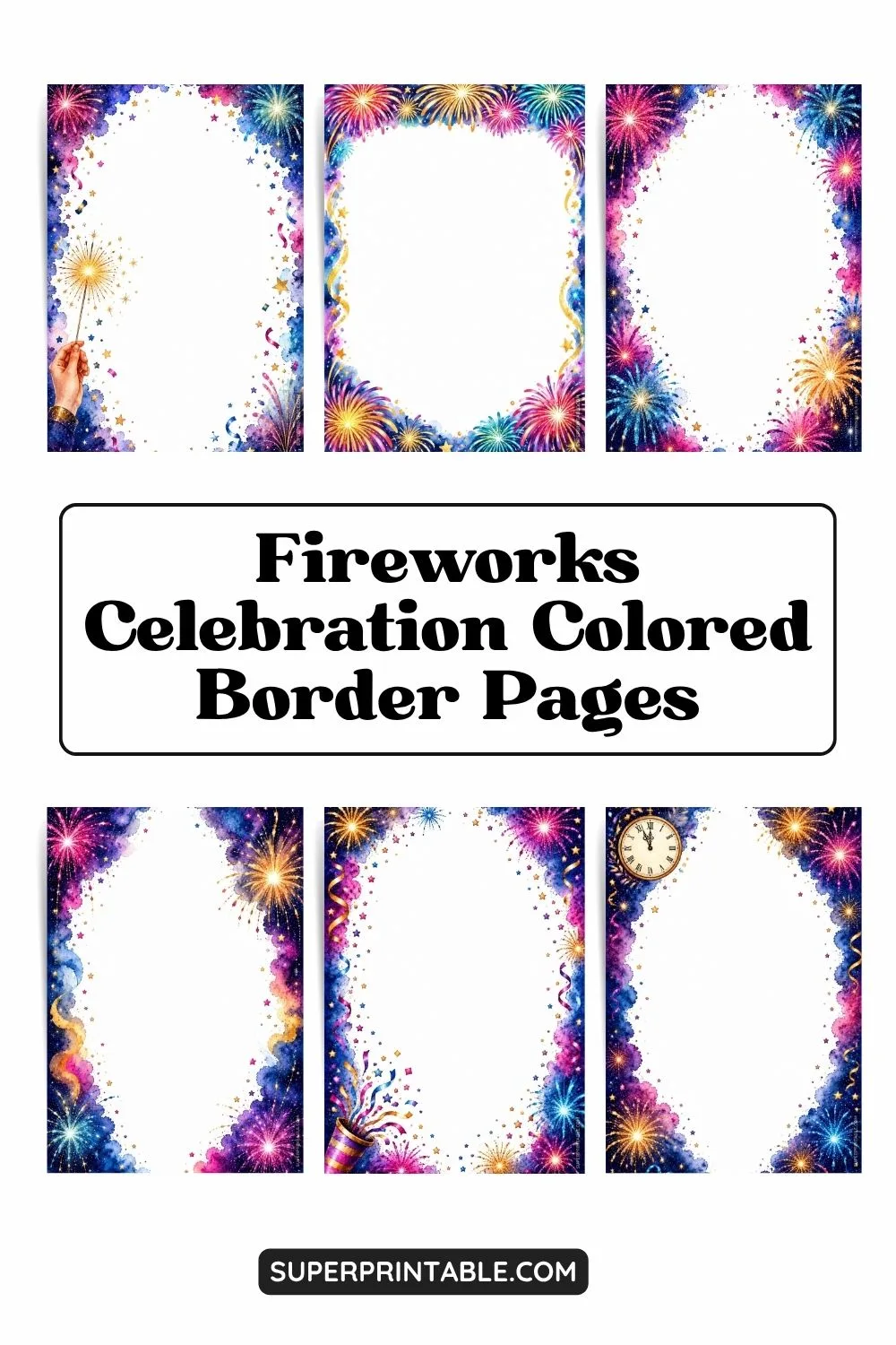 10+ Fireworks Celebration Colored Border Pages Pinterest Image