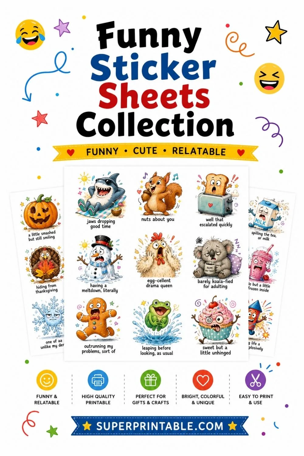 10+ Funny Sticker Sheets Collection Pinterest Image