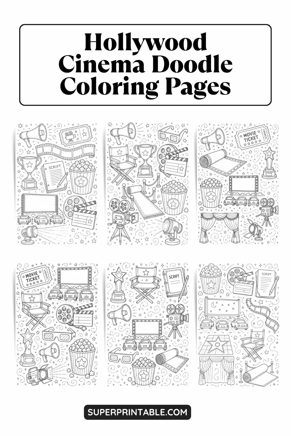 10+ Hollywood Cinema Doodle Coloring Pages Pinterest Image