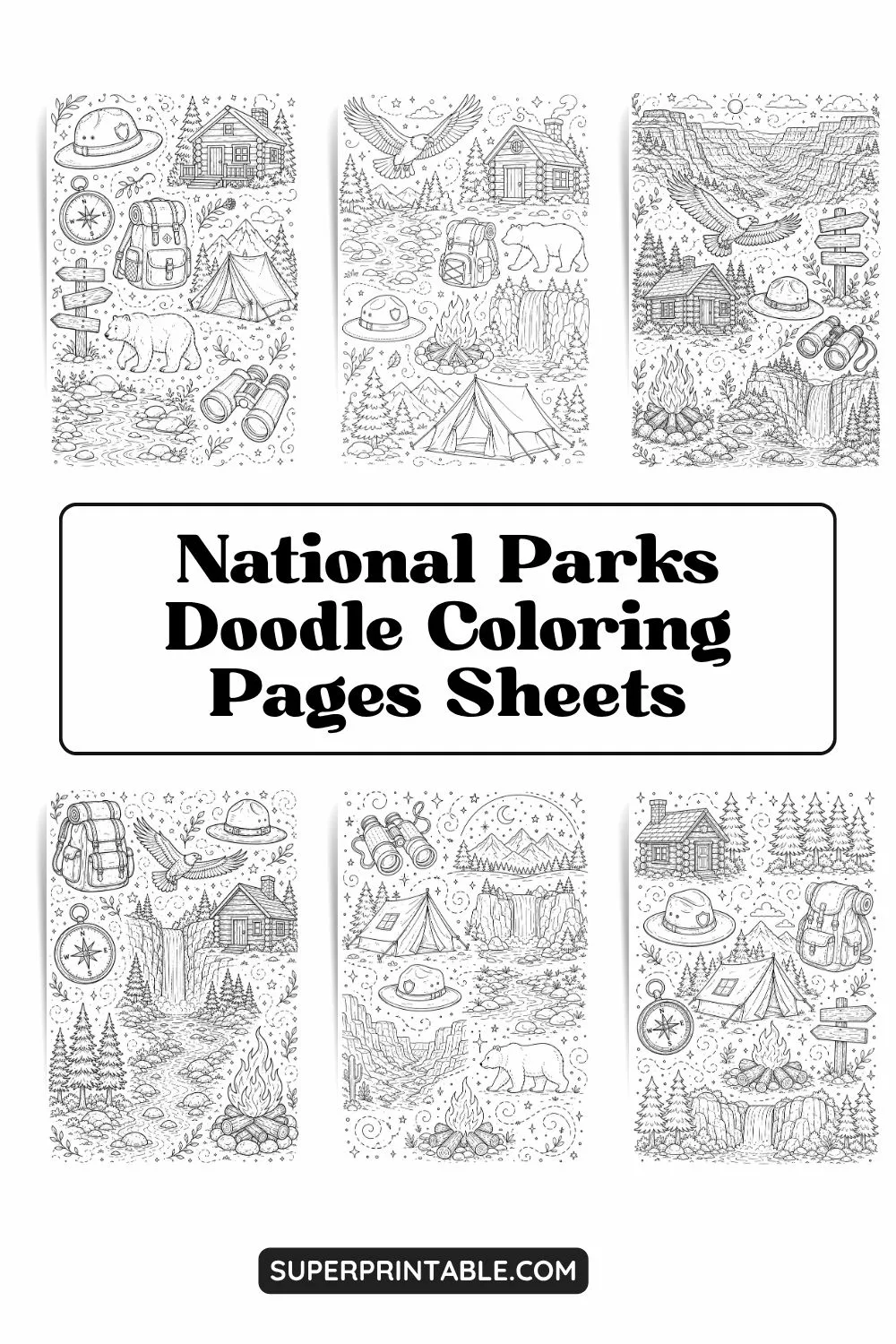 10+ National Parks Doodle Coloring Pages Sheets Pinterest Image