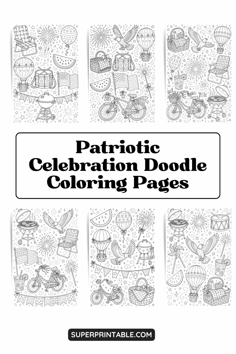 10+ Patriotic Celebration Doodle Coloring Pages Pinterest Image