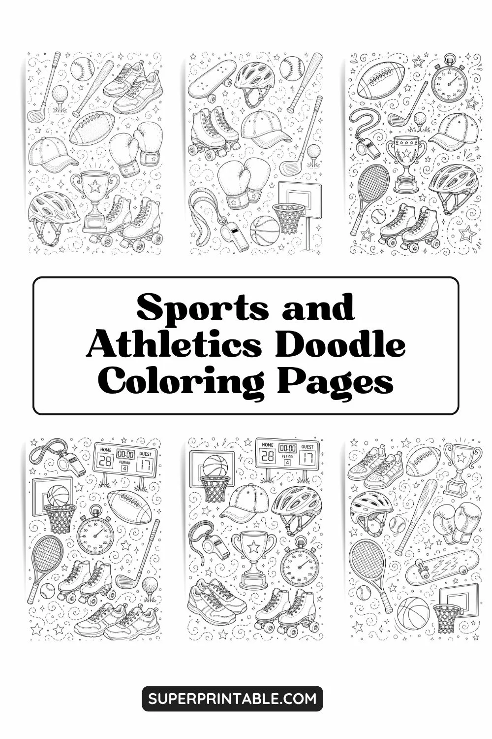 10+ Sports and Athletics Doodle Coloring Pages Pinterest Image