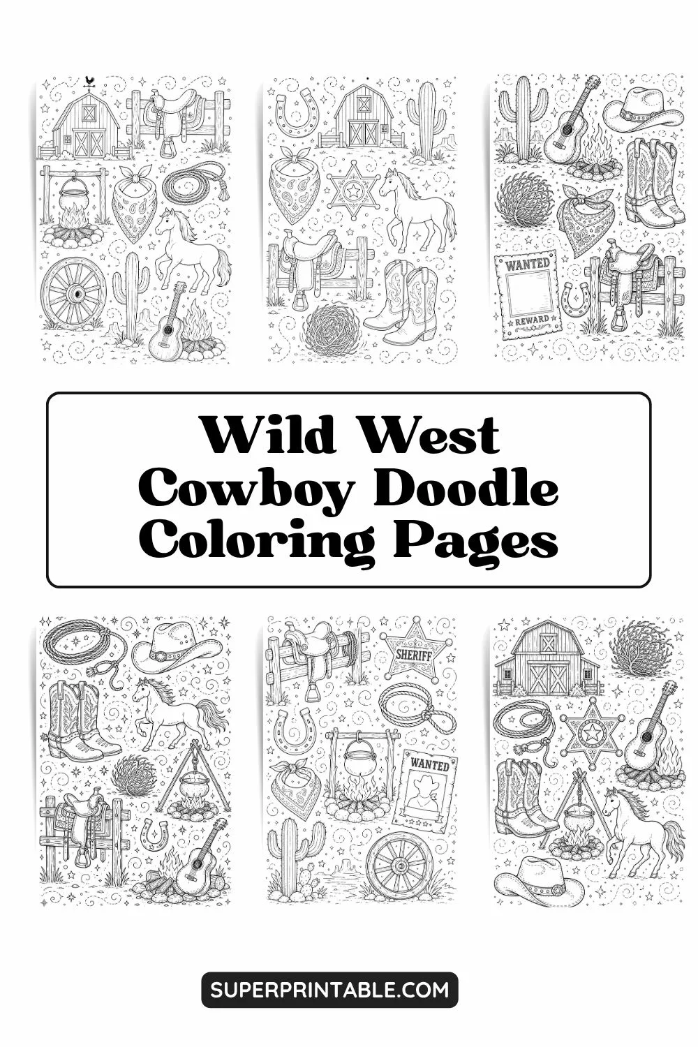 10+ Wild West Cowboy Doodle Coloring Pages Pinterest Image