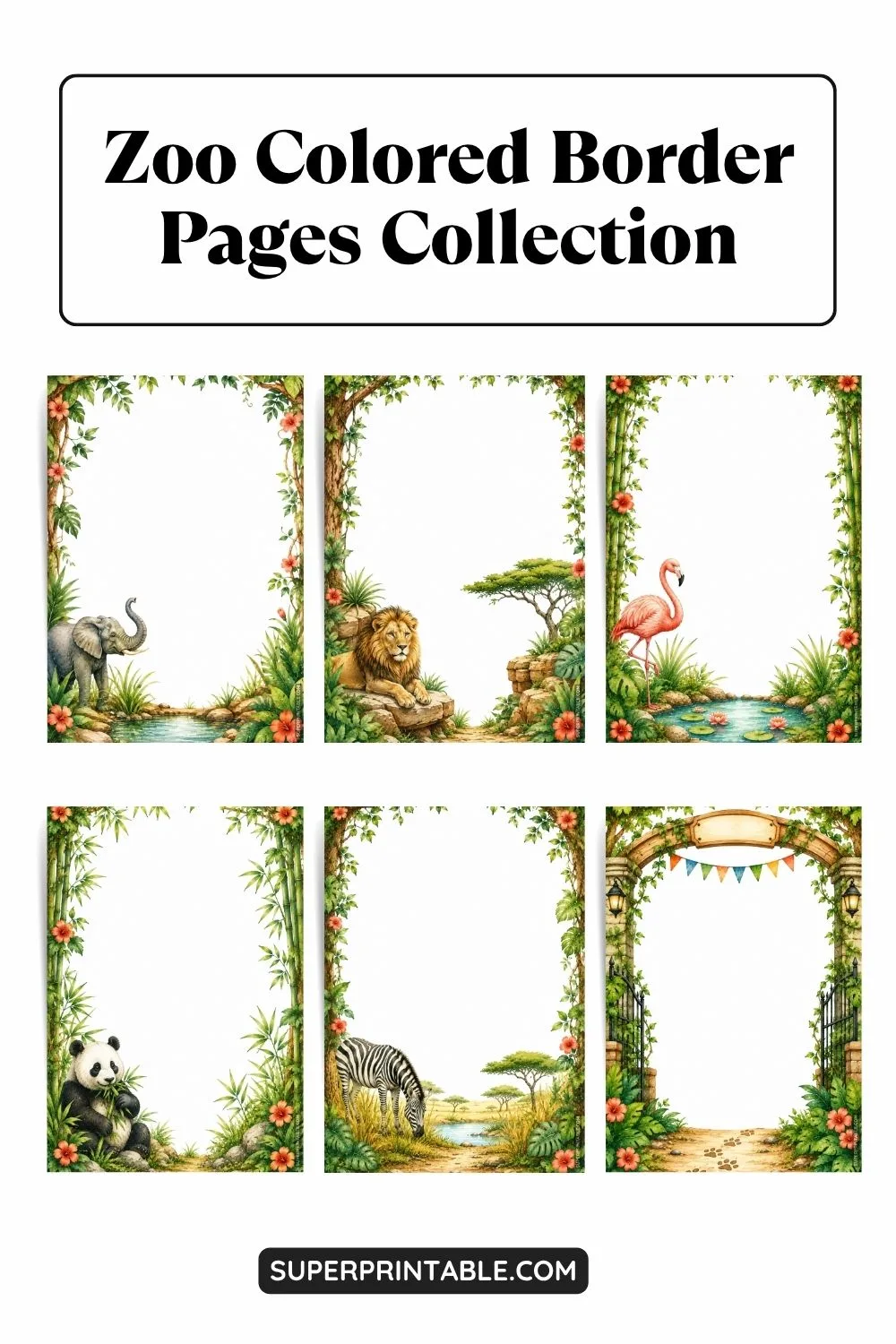 10+ Zoo Colored Border Pages Pinterest Image