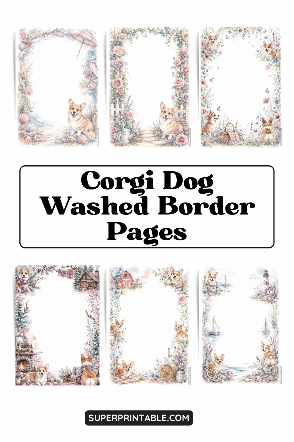 12+ Corgi Dog Washed Border Pages Pinterest Image