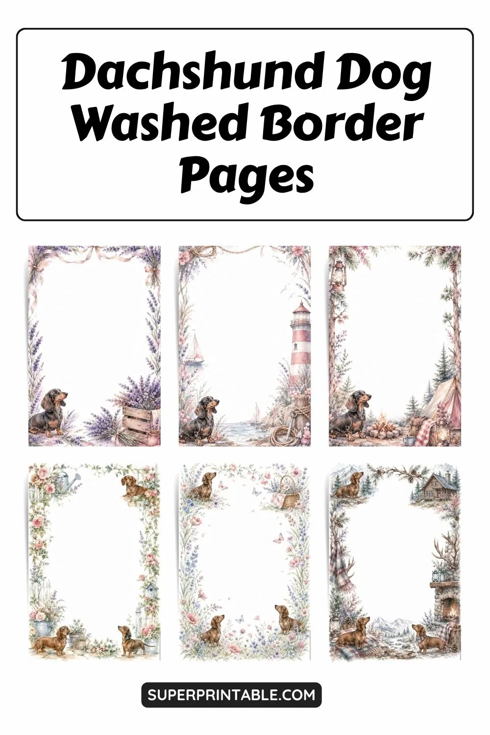 12+ Dachshund Dog Washed Border Pages Pinterest Image