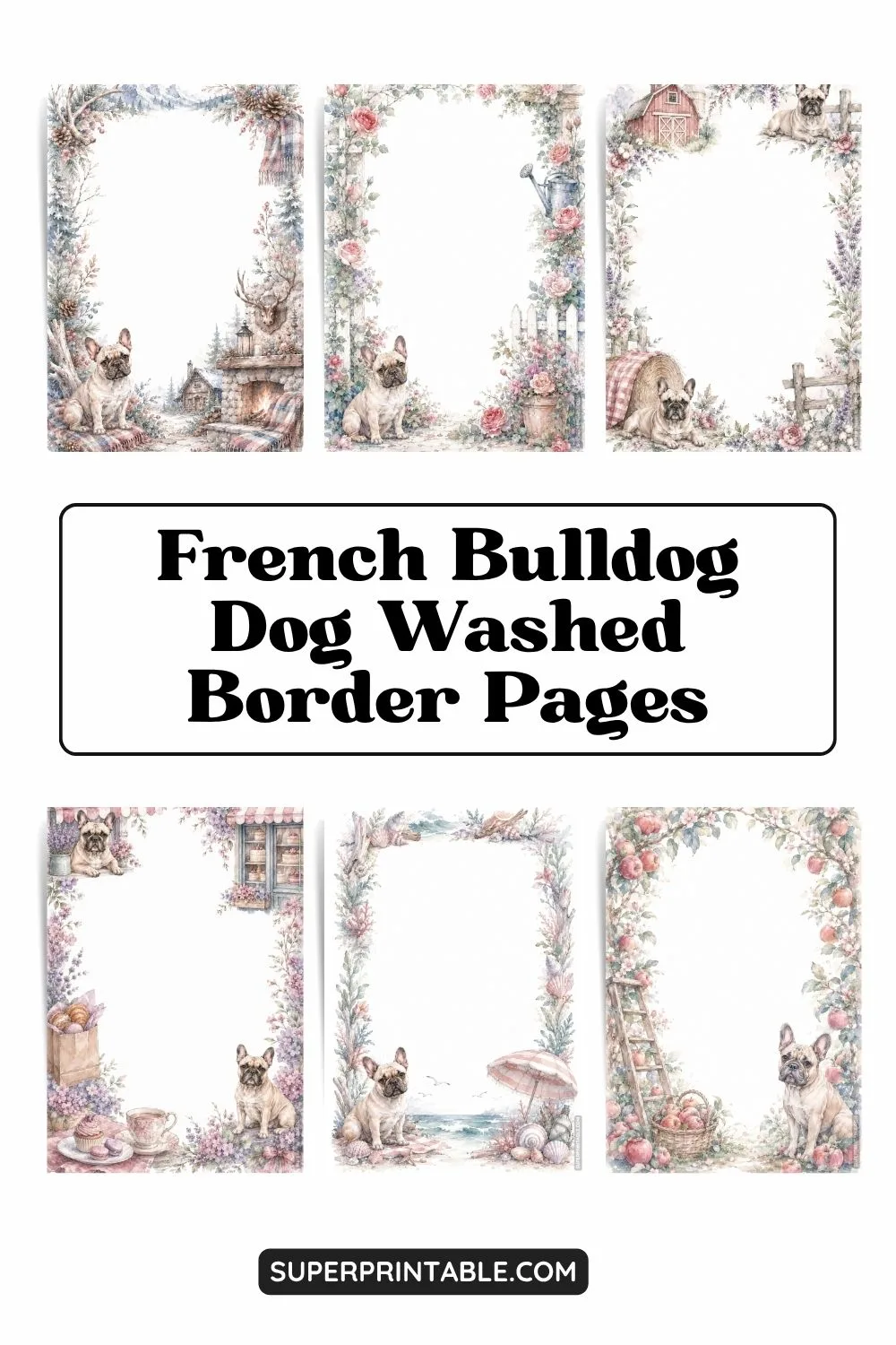 12+ French Bulldog Dog Washed Border Pages Pinterest Image