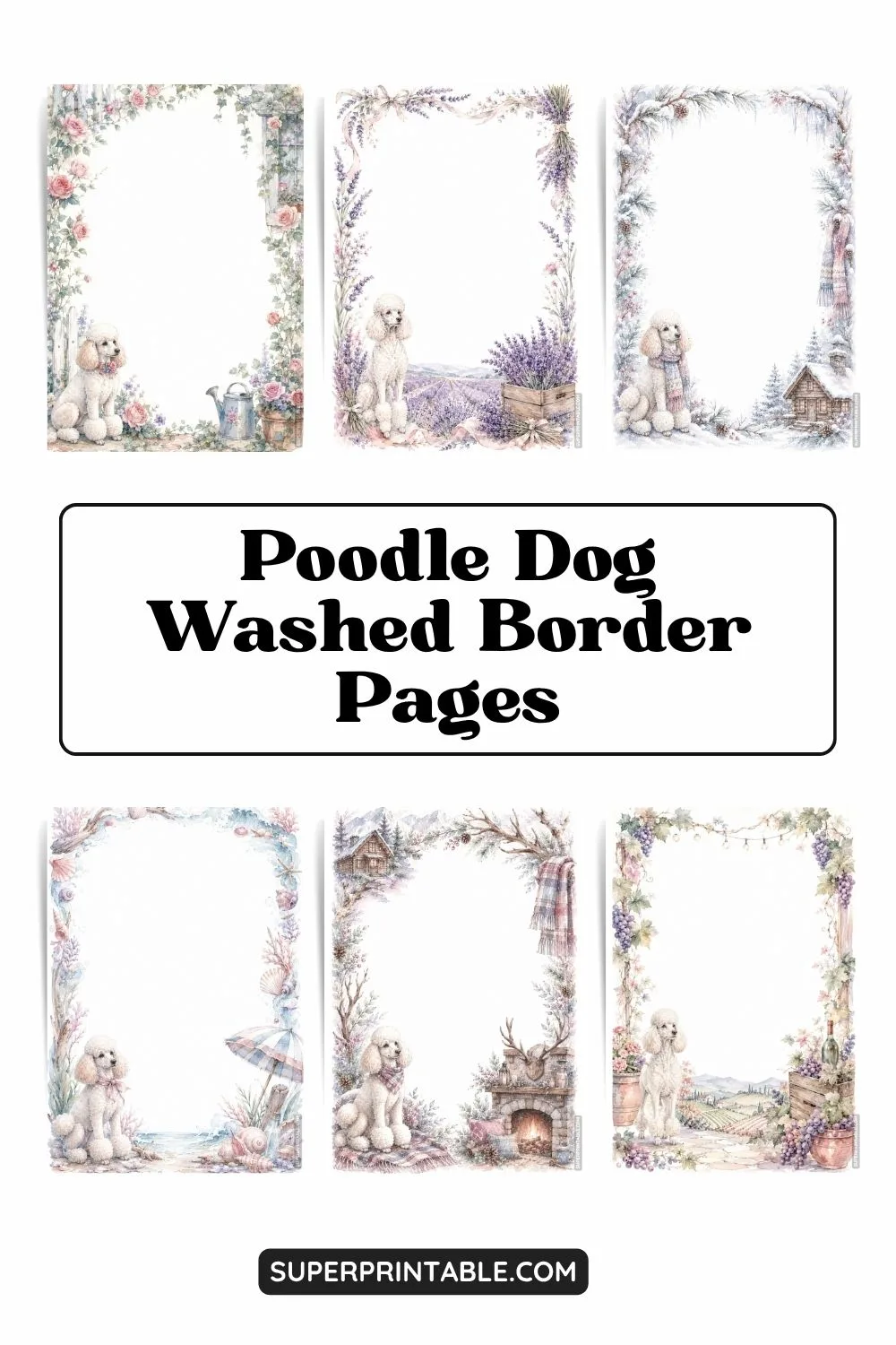 12+ Poodle Dog Washed Border Pages Pinterest Image