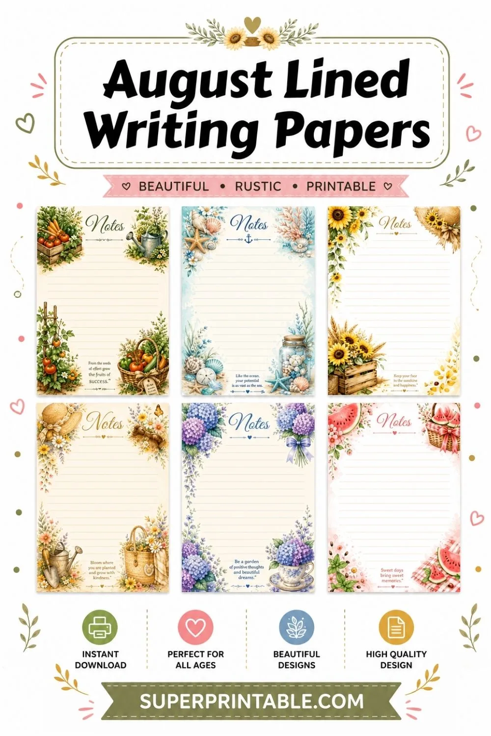 15+ August Lined Writing Papers Pinterest Image