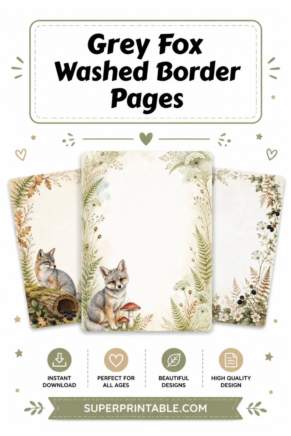 15+ Grey Fox Washed Border Pages Pinterest Image