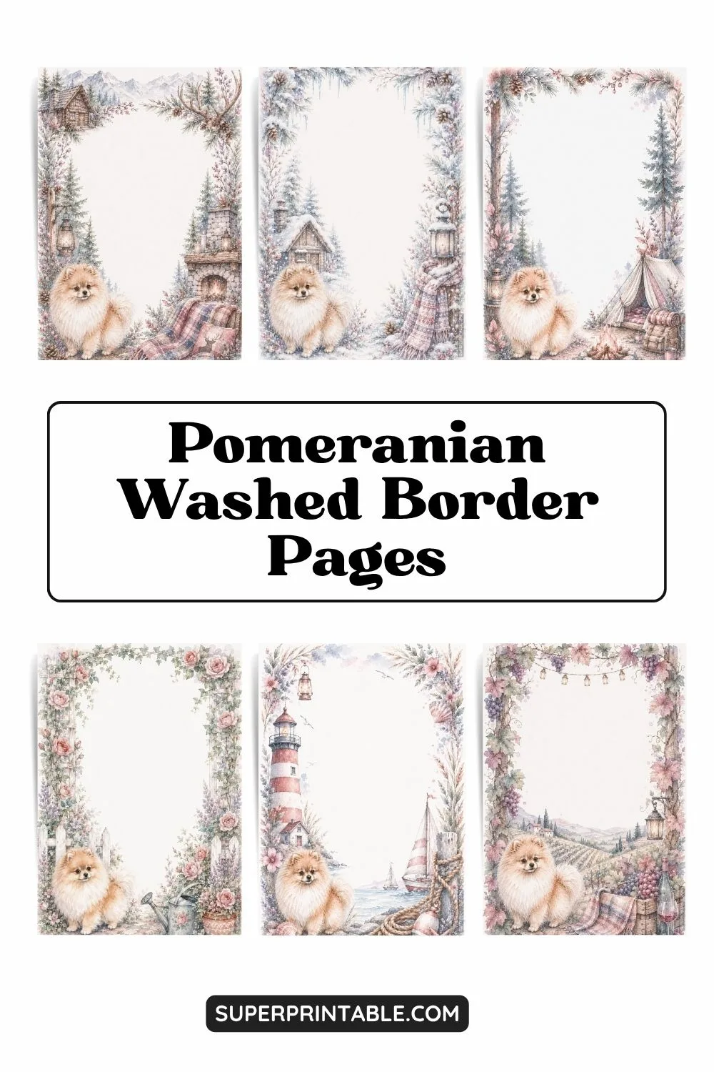 15 Pomeranian Washed Border Pages Pinterest Image