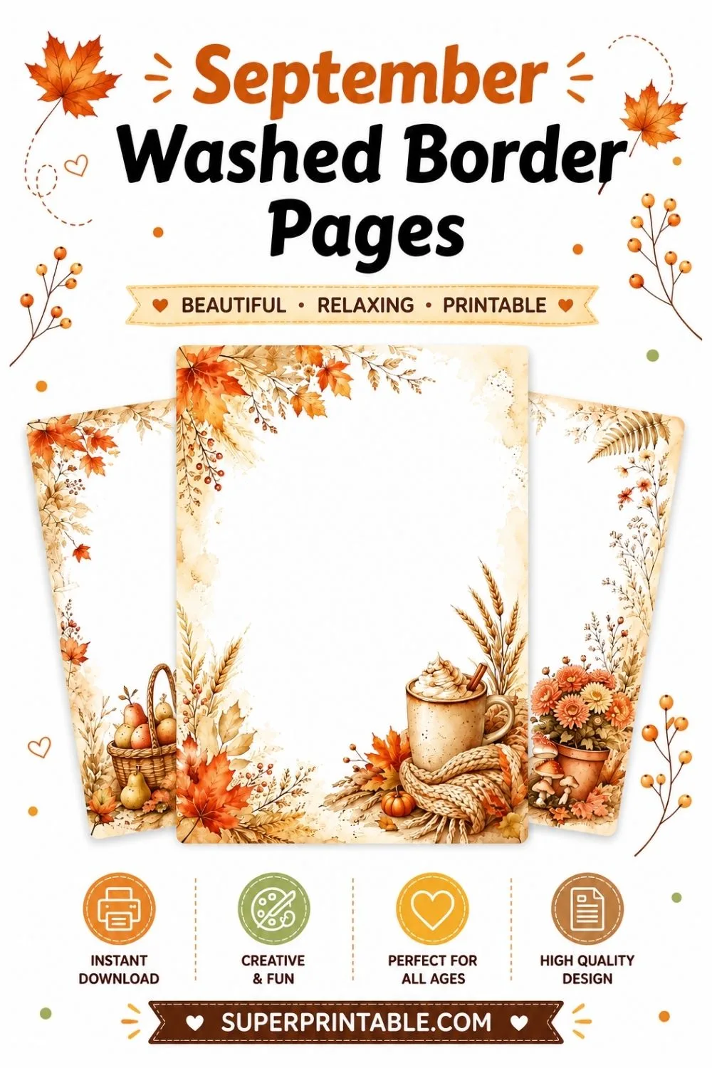 15+ September Washed Border Pages Pinterest Image