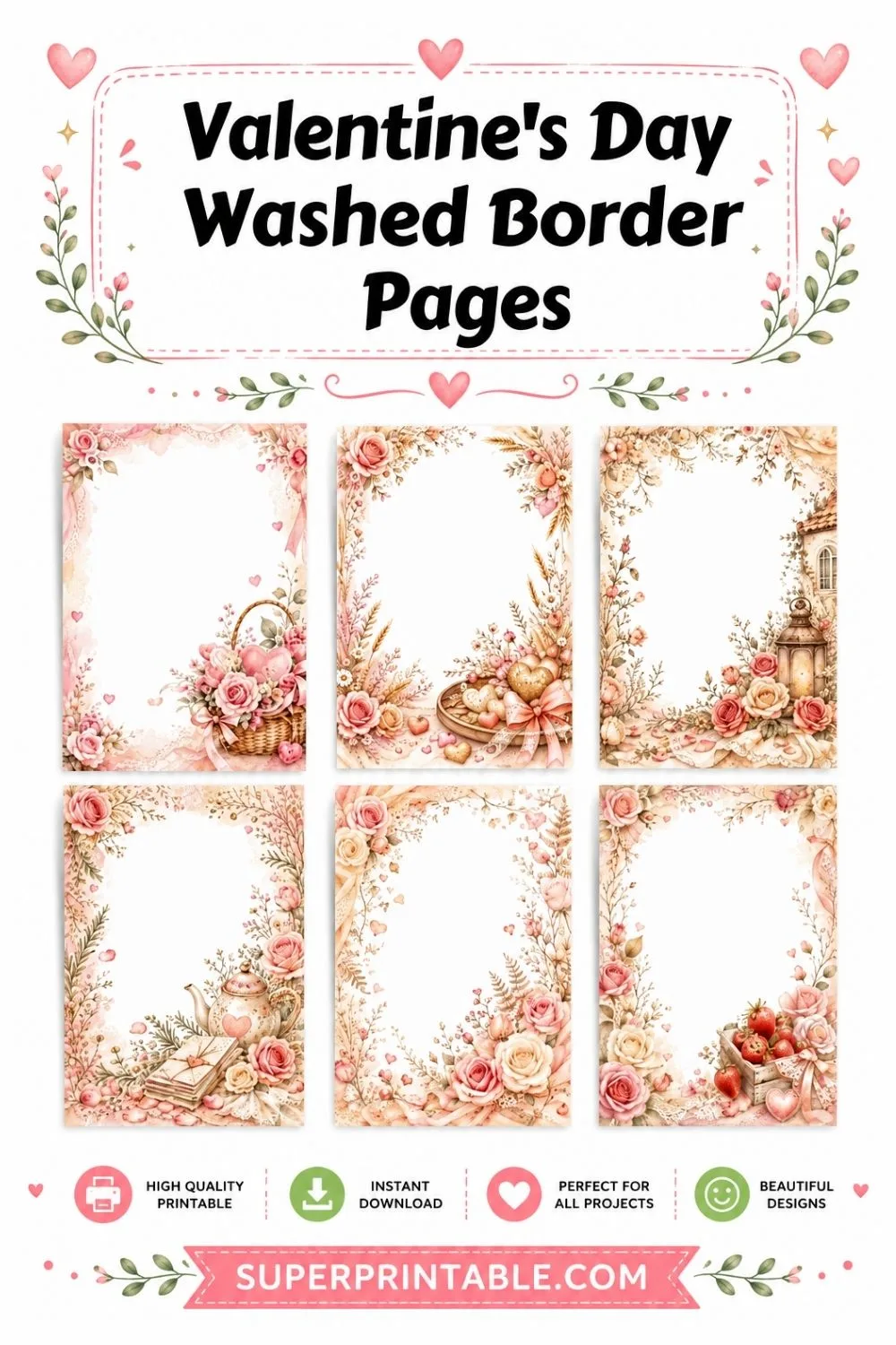 15+ Valentine's Day Washed Border Pages Pinterest Image