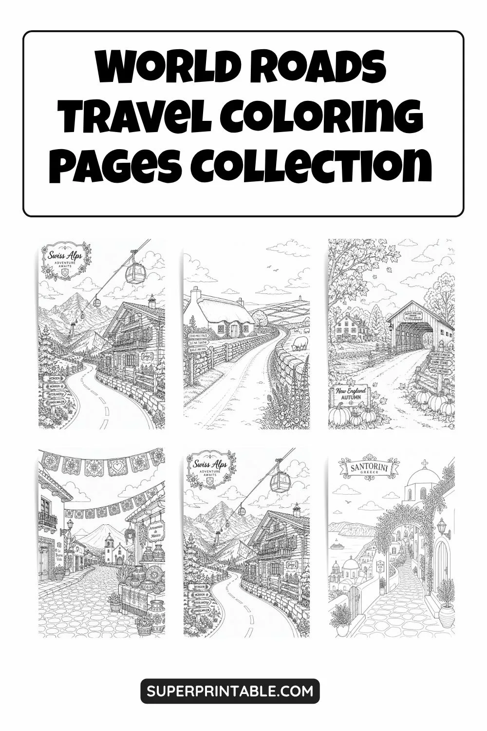 15+ World Roads Travel Coloring Pages Collection Pinterest Image