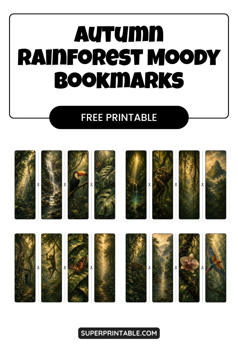 16 Autumn Rainforest Moody Bookmarks Pinterest Image
