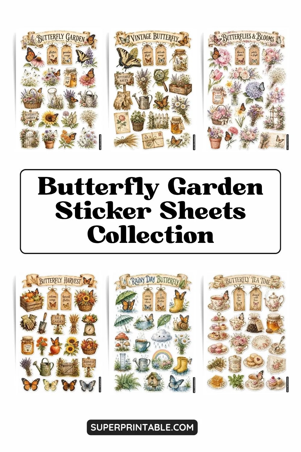 16 Butterfly Garden Sticker Sheets Collection Pinterest Image