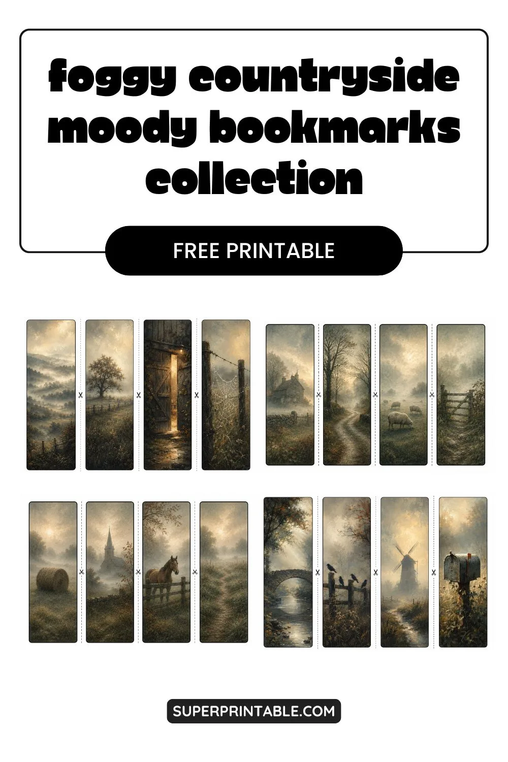 16 Foggy Countryside Moody Bookmarks Pinterest Image