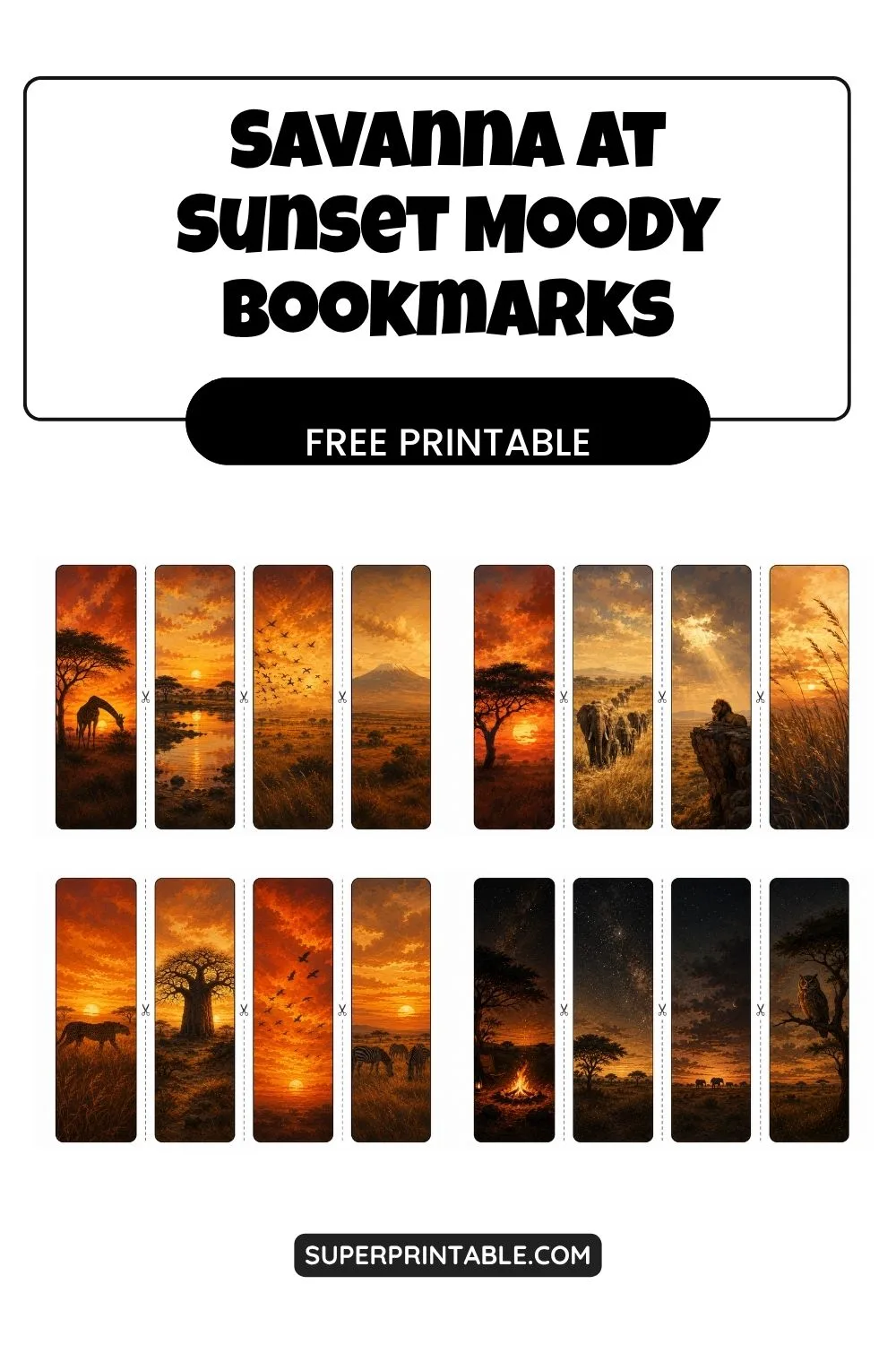 16 Savanna at Sunset Moody Bookmarks Pinterest Image