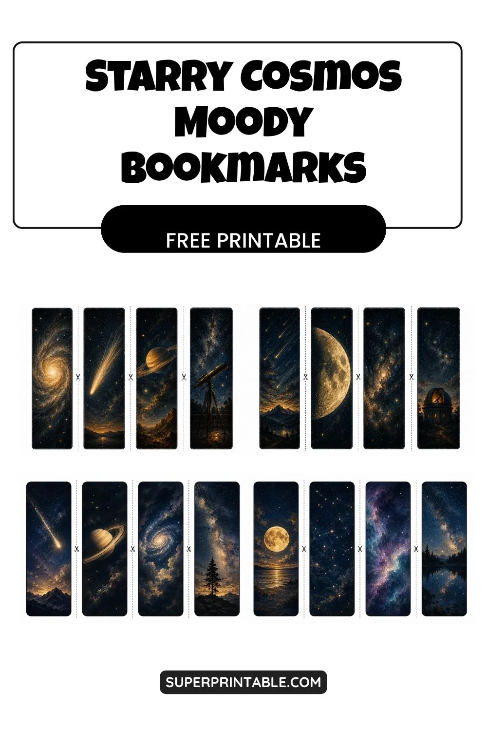 16 Starry Cosmos Moody Bookmarks Pinterest Image