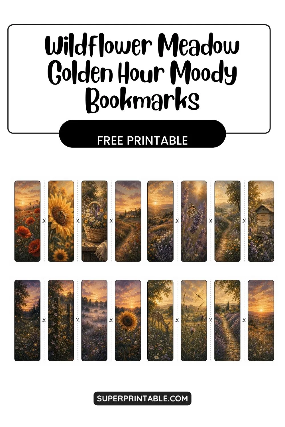 16 Wildflower Meadow Golden Hour Moody Bookmarks Pinterest Image