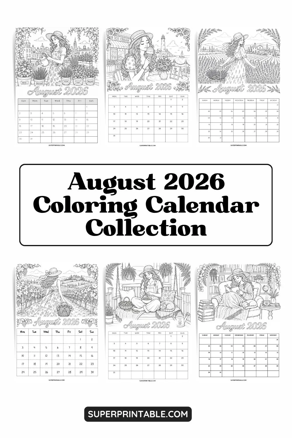 19 August 2026 Coloring Calendar Pinterest Image