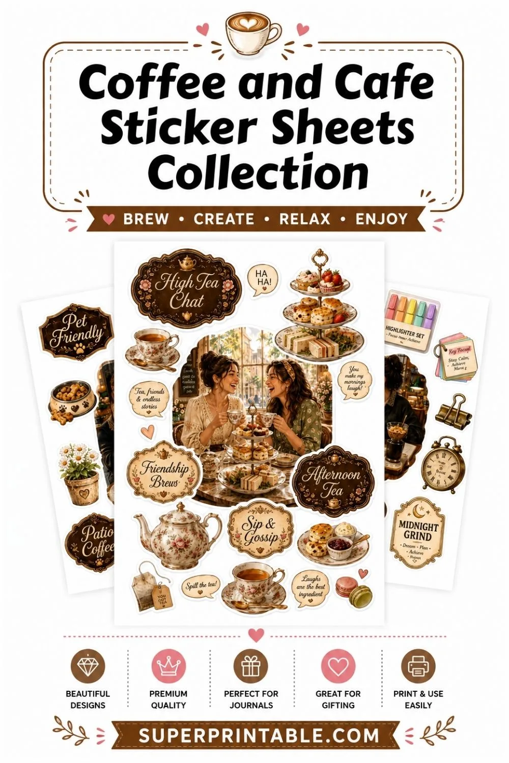 20 Coffee and Cafe Sticker Sheets Collection Pinterest Image