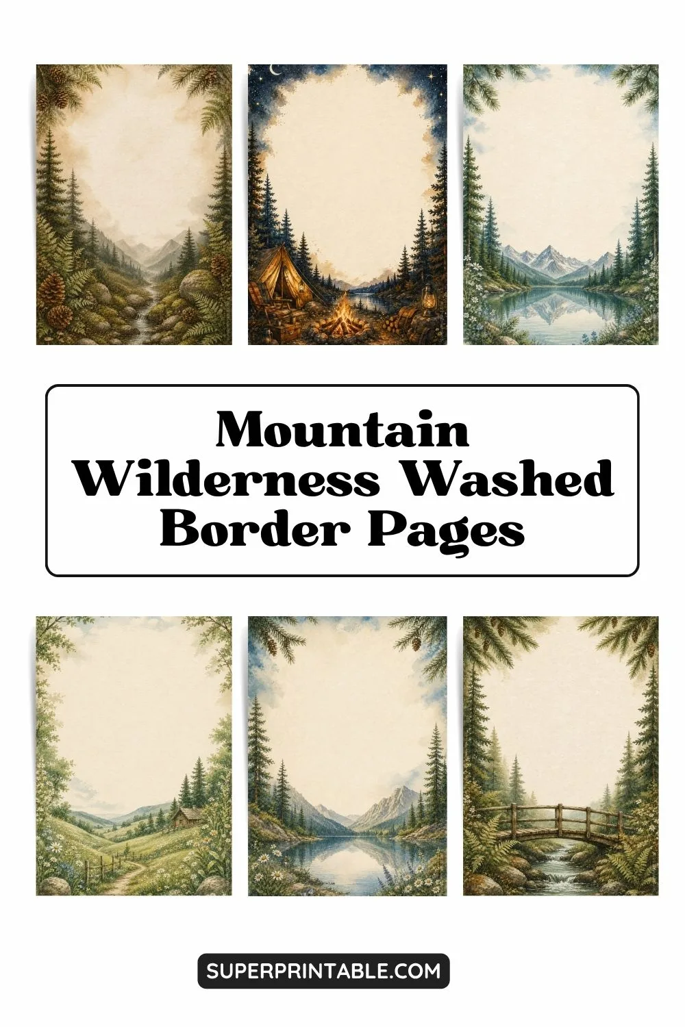 20+ Mountain Wilderness Washed Border Pages Pinterest Image