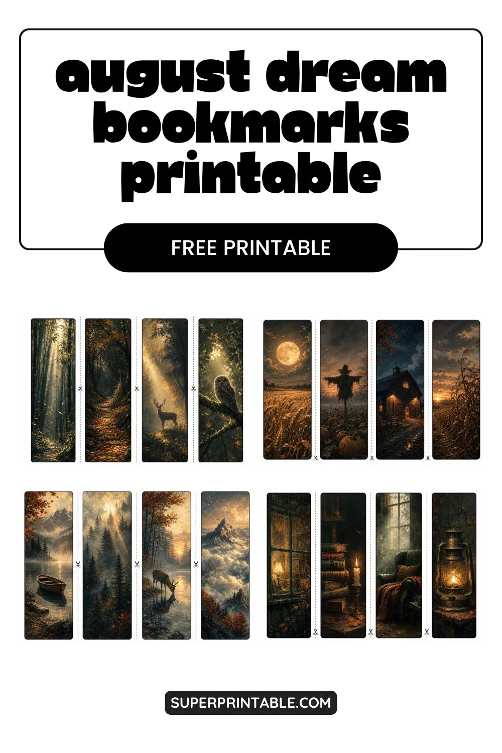 25+ August Dream Bookmarks Printable Pinterest Image