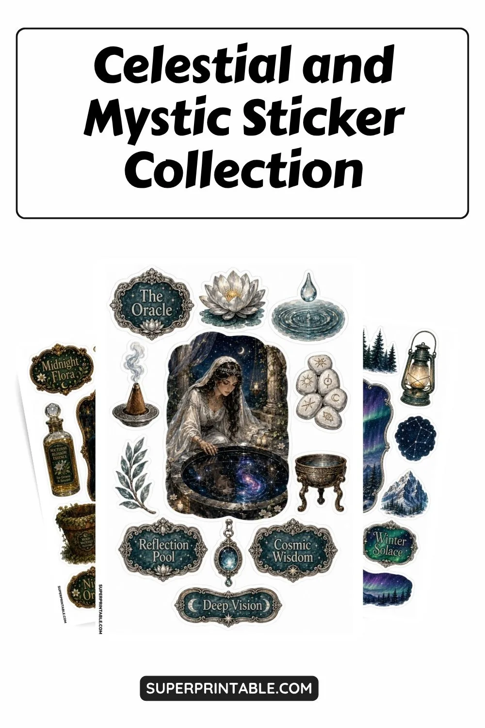 25 Celestial and Mystic Sticker Collection Pinterest Image