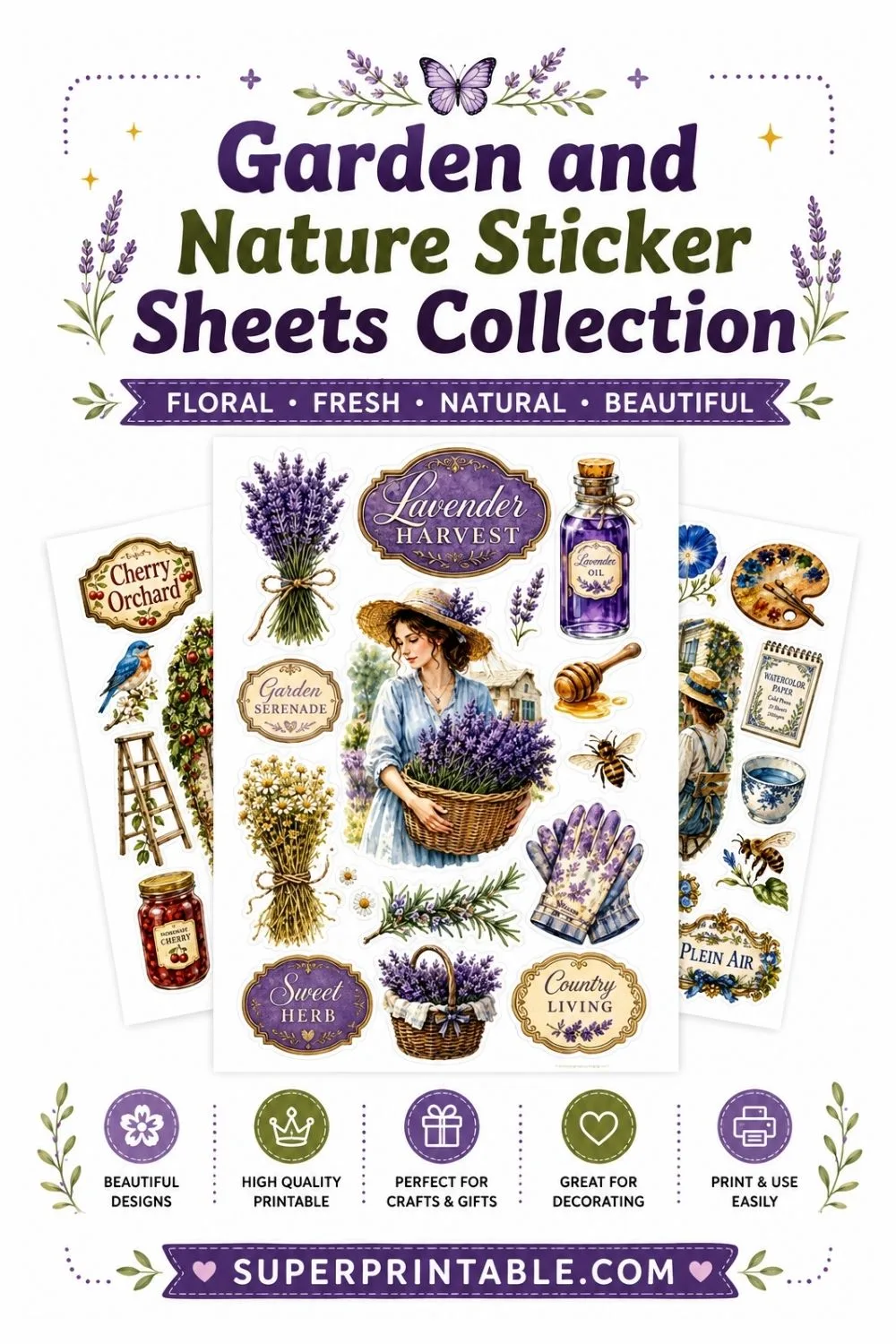 25 Garden and Nature Sticker Sheets Collection Pinterest Image