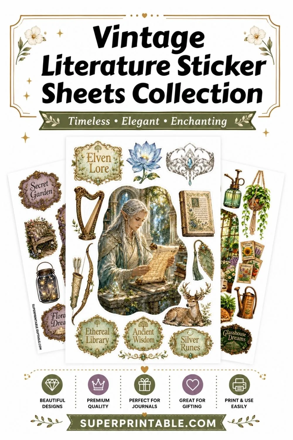 25 Vintage Literature Sticker Sheets Collection Pinterest Image