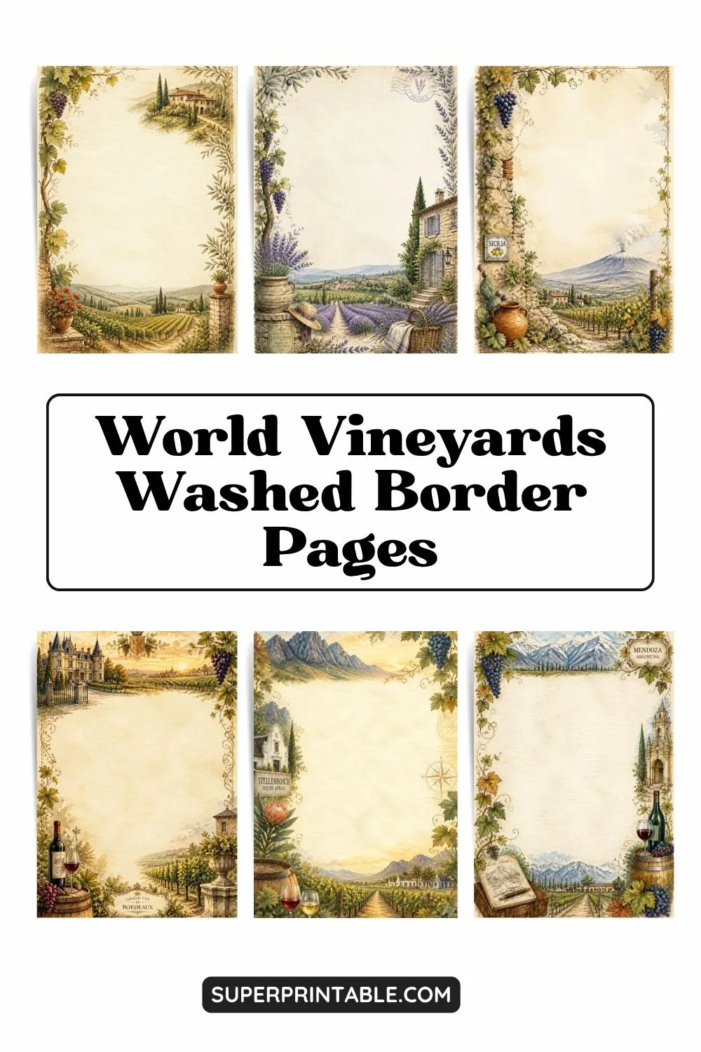 25+ World Vineyards Washed Border Pages Pinterest Image