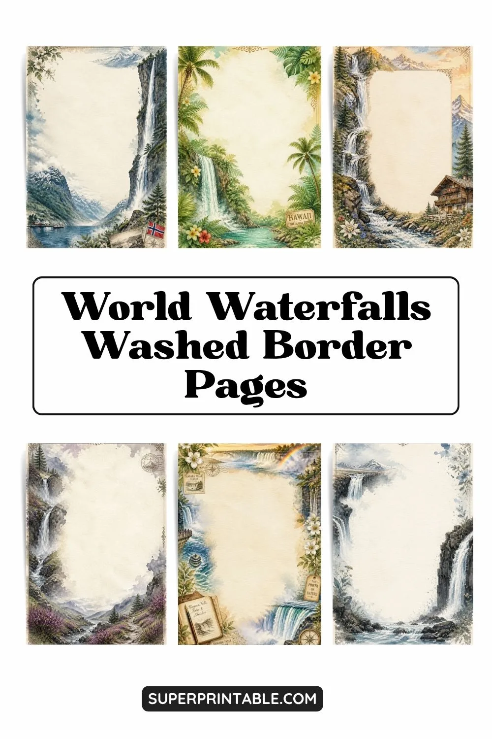 25+ World Waterfalls Washed Border Pages Pinterest Image