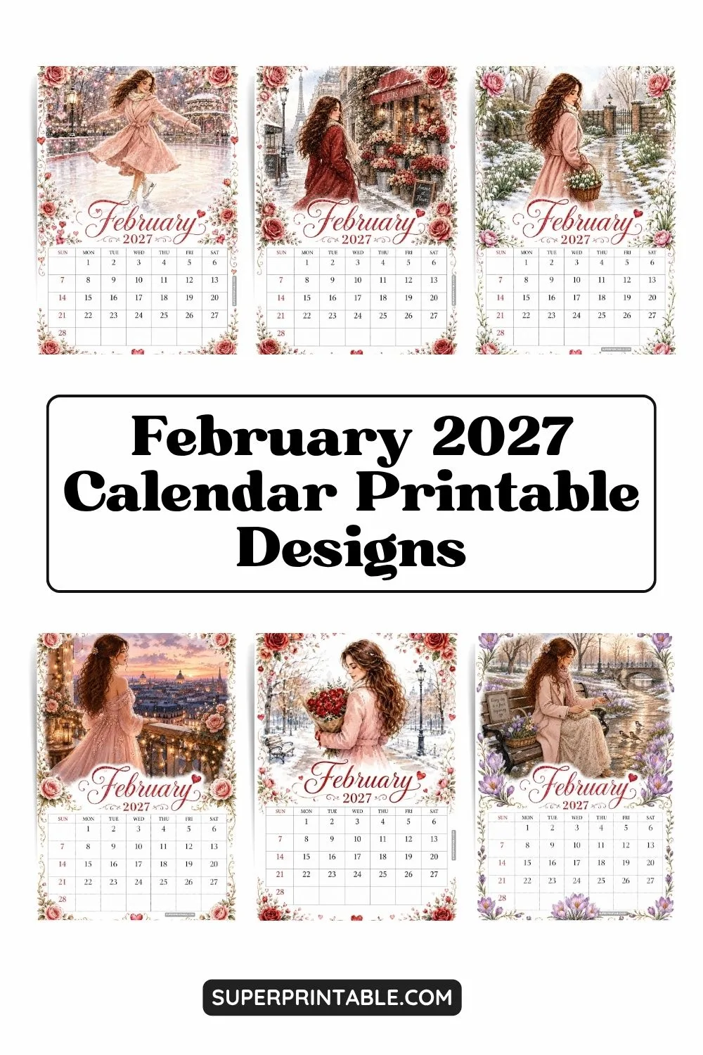 28+ February 2027 Calendar Printable Designs Pinterest Image
