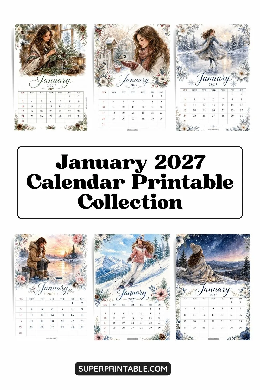 28+ January 2027 Calendar Printable Collection Pinterest Image