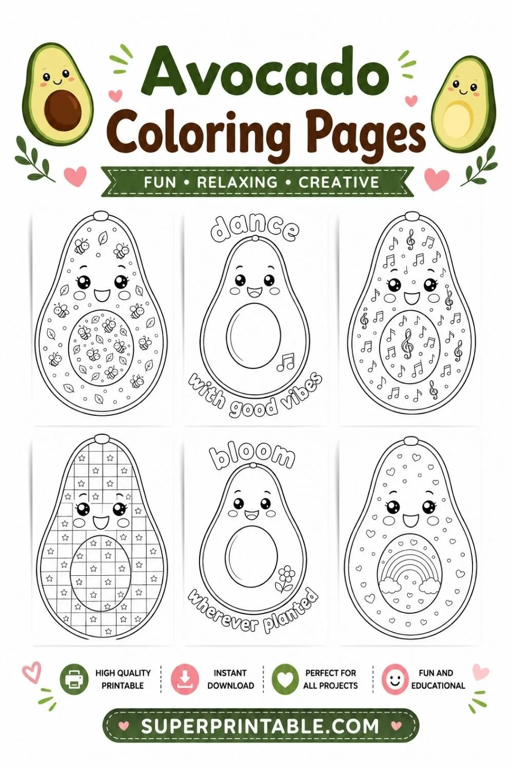 30+ Avocado Coloring Pages Pinterest Image