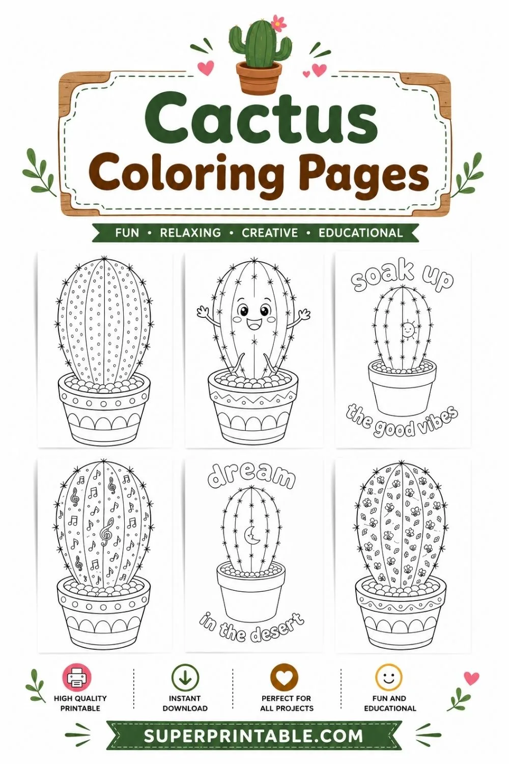30+ Cactus Coloring Pages Pinterest Image