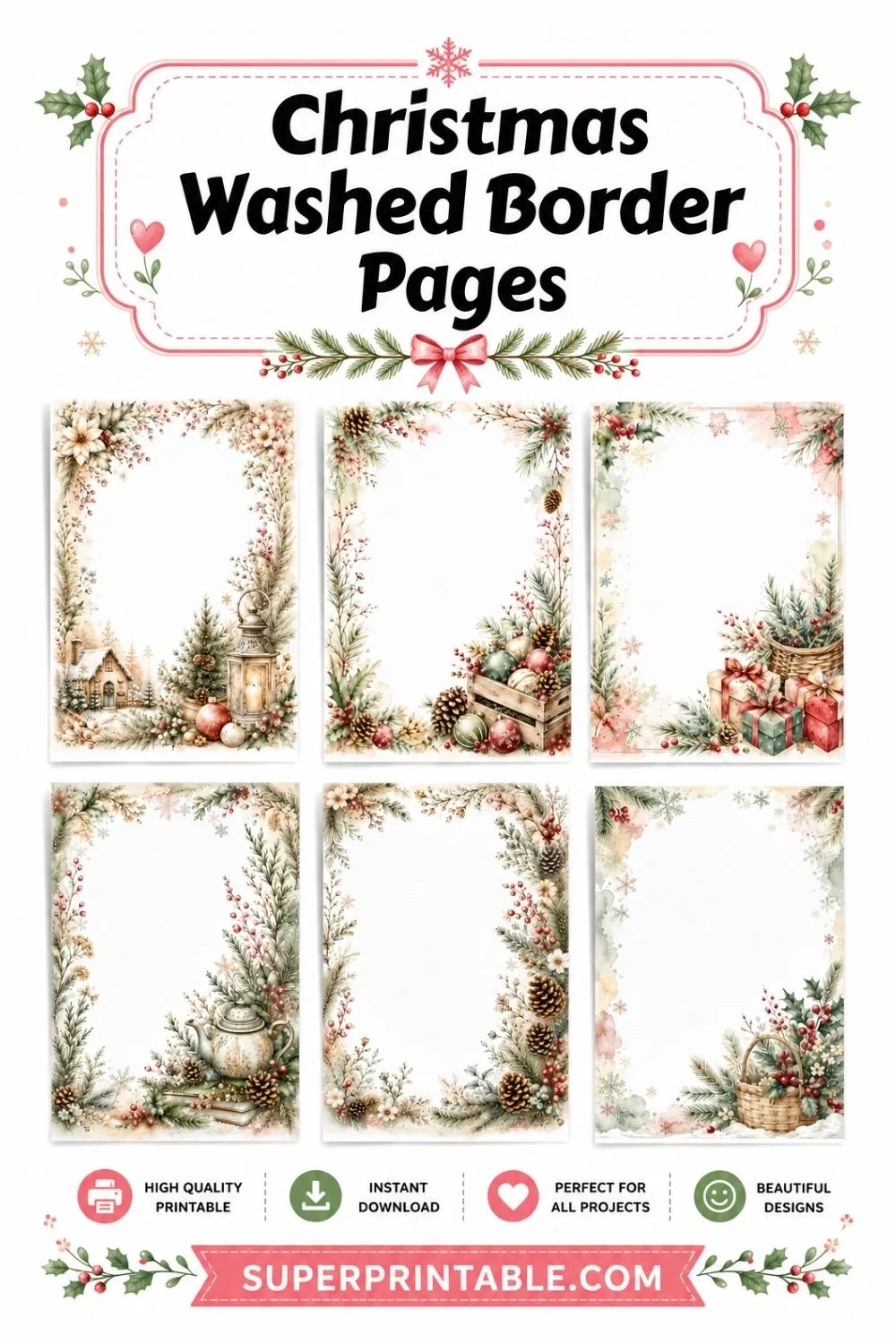 30+ Christmas Washed Border Pages Pinterest Image